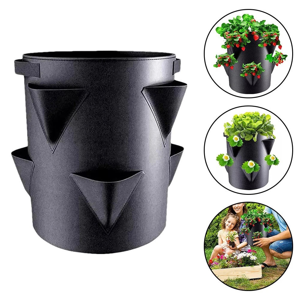 Set of 4 Weather Resistant Strawberry Planters for Outdoor Gardens