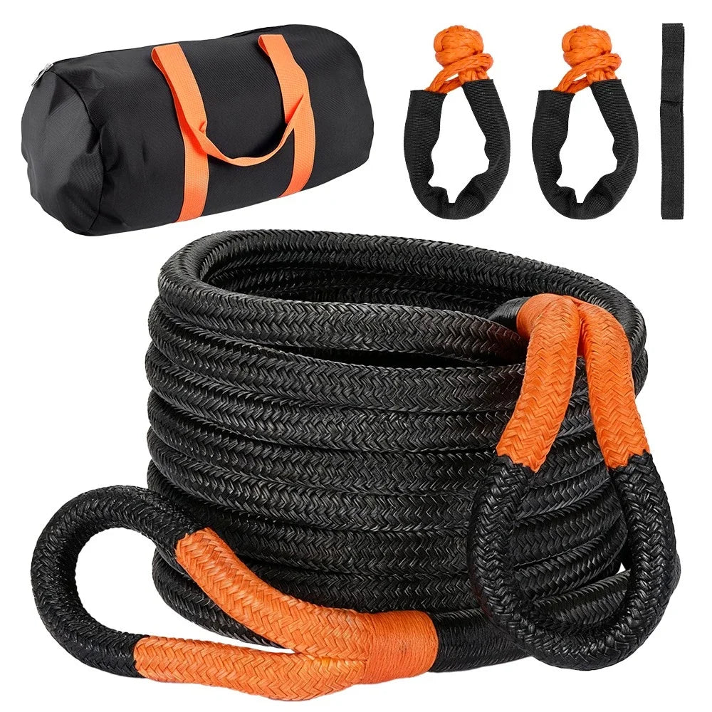 1" x 30' Kinetic Energy Recovery Rope Tow Strap with Shackle for Off-Road Vehicles