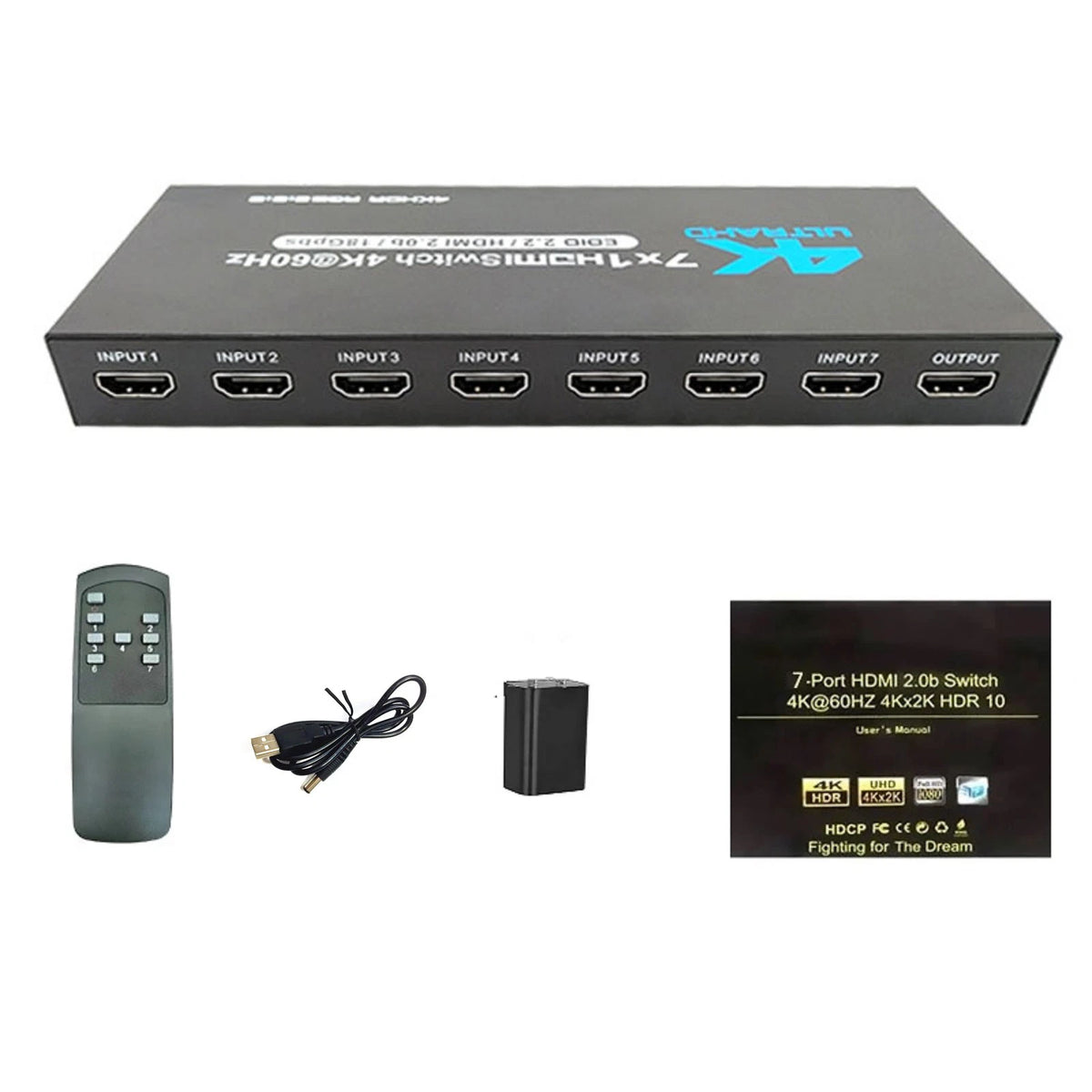 7x1 HDMI 2.0 Switch for 4K Video (Supports 60Hz)