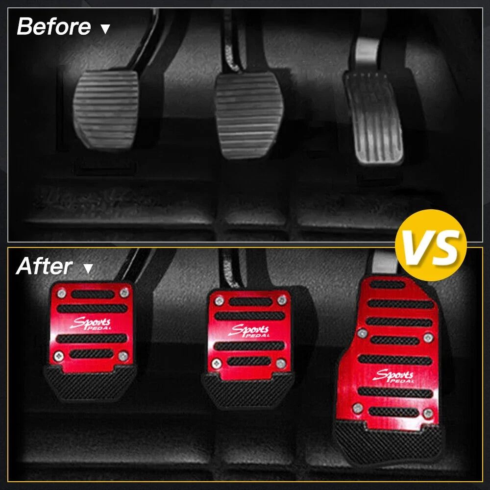 Set of 2 Red Non-Slip Manual Transmission Brake Pedal Pads for Car