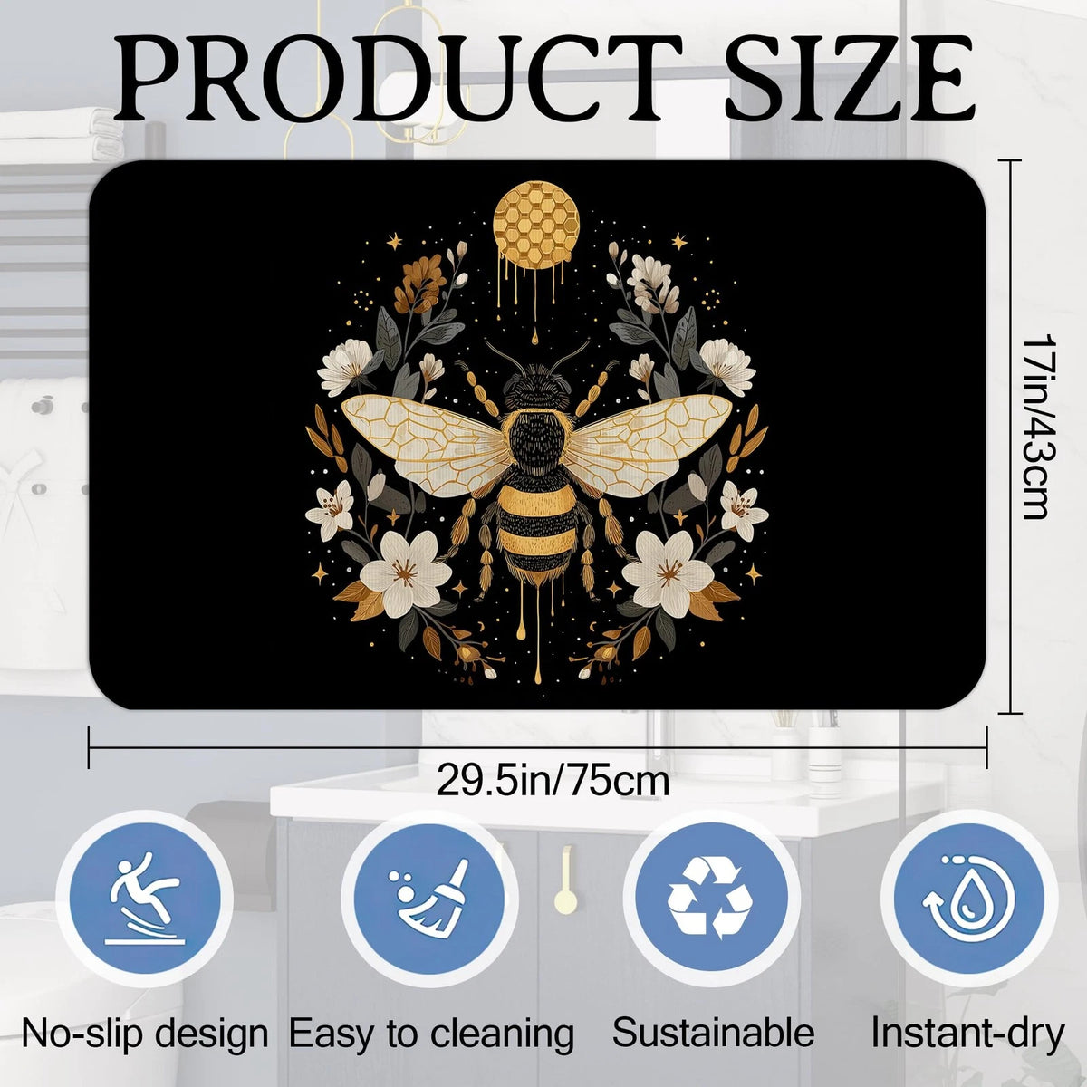 Set of 2 Quick Drying Non-Slip Bath Mats for Bathroom