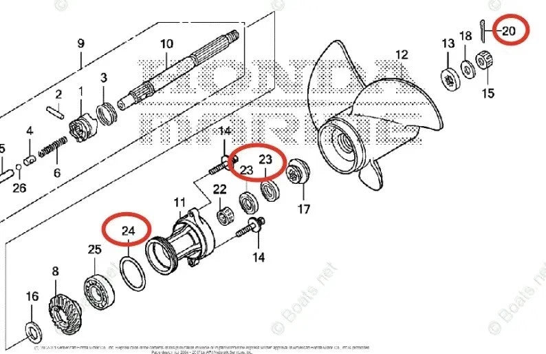 Lower Unit Oil Seal Kit 91252-ZW4-003 91351-ZZ5-003 for Honda BF40D/50D (2001–2023)