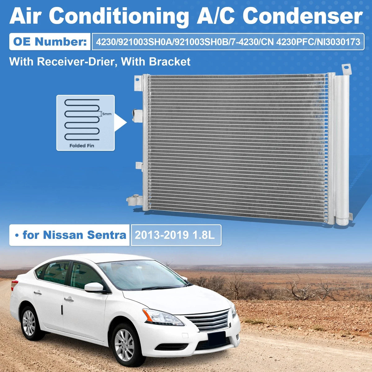 A/C Condenser with Drier for Nissan Sentra (2013–2019) 4230/921003SH0A