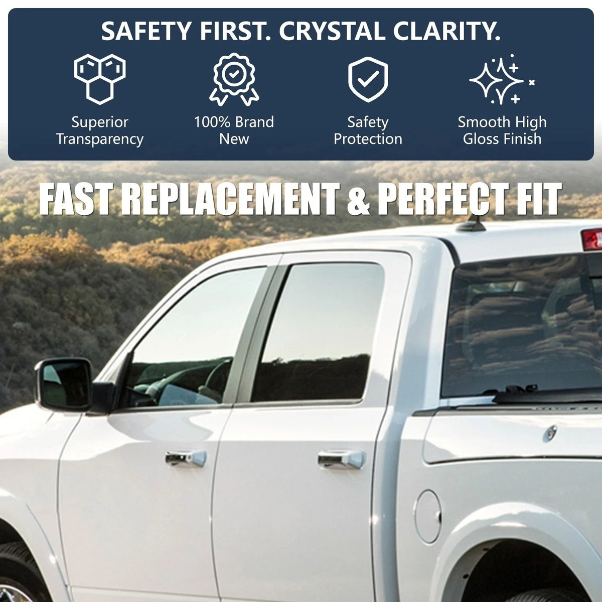 Front Driver Left Side Door Window Glass for Dodge Ram 1500 2500 3500 (2009–2024)