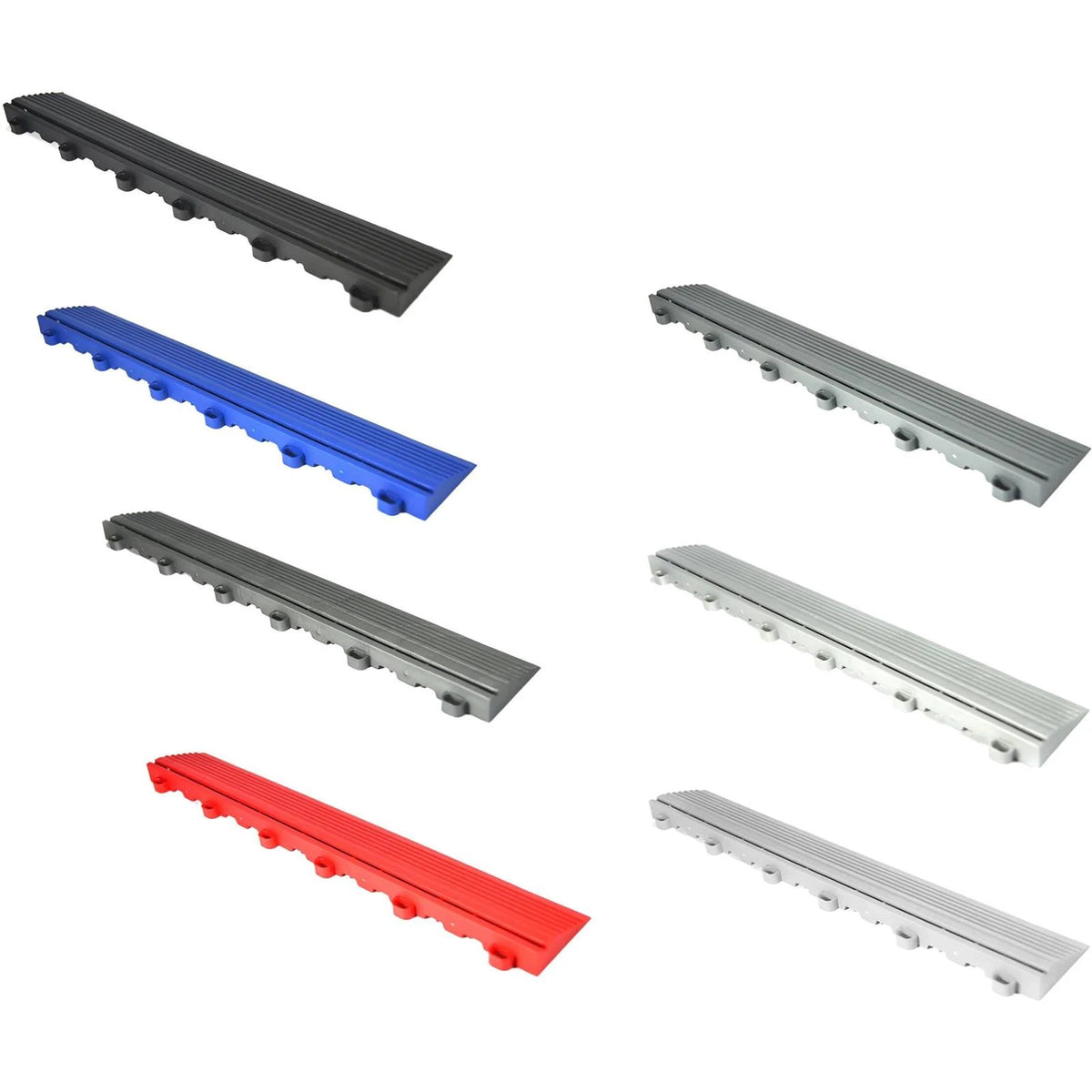 Set of 10 Swisstrax Pro Floor Looped Edge Tiles, Silver - 504.031.204A-10PK