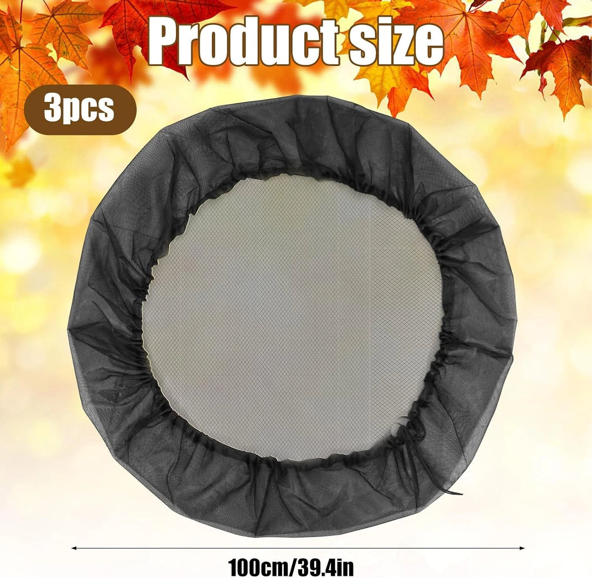 3X 39in Rain Barrel Mesh Cover for Water Collection Buckets