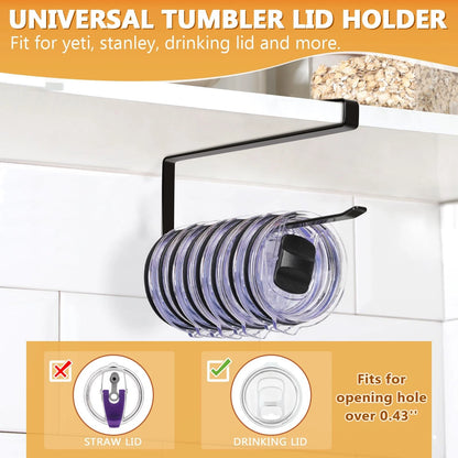 Tumbler Lid Organizer for Under Cabinet Storage (1 Pack) - Black