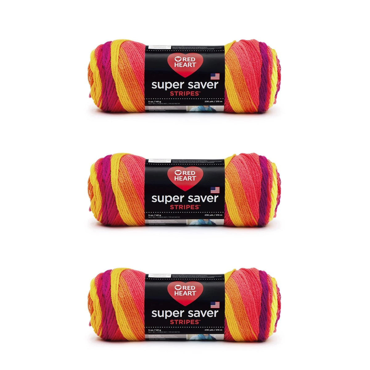 3 Pack Red Heart Super Saver Yarn for Crafting (No Specific Part Numbers)