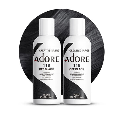 2X Adore Semi Permanent Hair Color 118 Black (Pack of 4 Fl Oz)