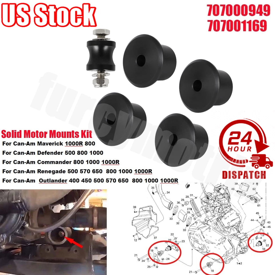 Solid Motor Mount Kit for Can-Am Commander, Maverick, Defender, Outlander