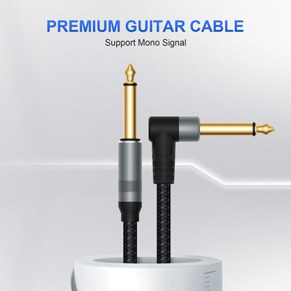 2X Guitar Cable 10 FT 1/4 Inch Braid Black Grey
