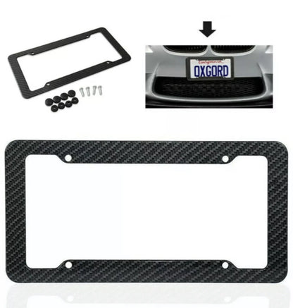 Carbon Fiber License Plate Frame Cover for Universal Cars (USA Size)
