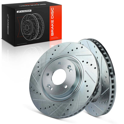 Set of 2 Front Drilled Brake Rotors for Hyundai Sonata (2015–2019) Kia Optima (2011–2020) S-31590