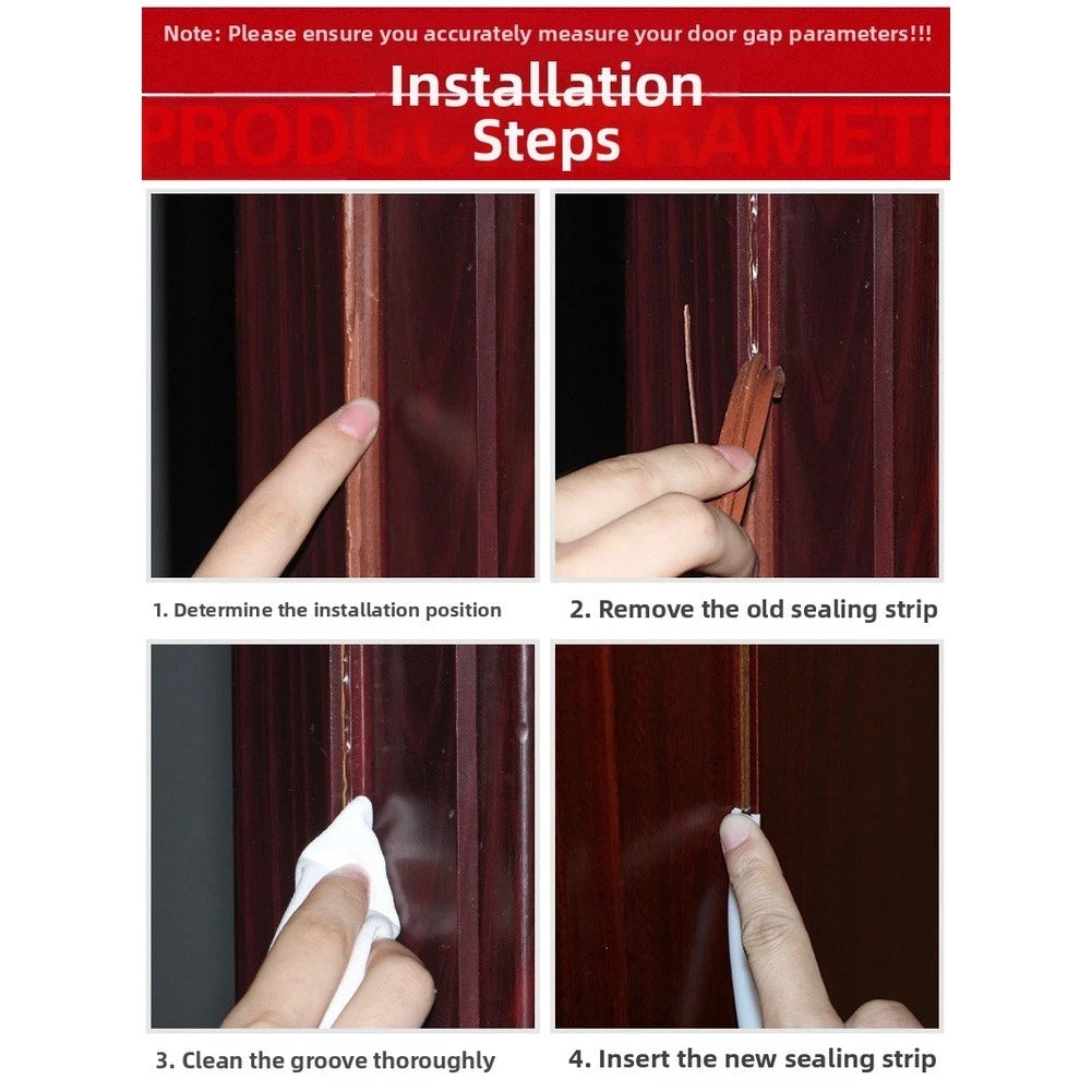 Wood Door Seal Strip 5 Meter for Soundproofing and Energy Saving