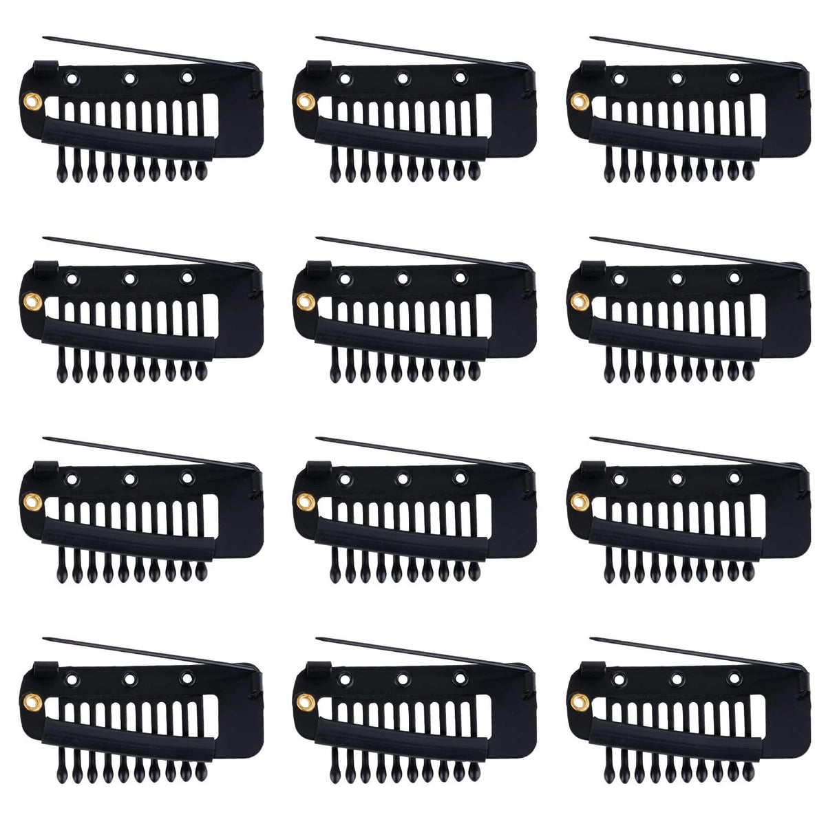 12pcs Black Wig Clips for Hair Extensions (Universal Fit)