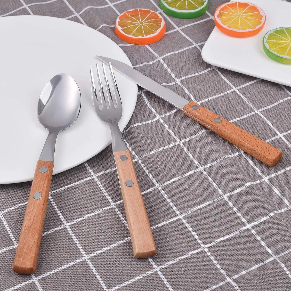 Set of 6 Stainless Steel Cutlery for Dinner Spoons, Knife and Fork