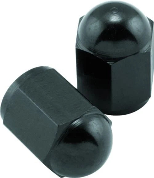 Set of 6 Aluminum Valve Caps for Motorcycle (BikeMaster) - Black