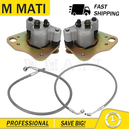 Front Brake Calipers & Pads w/ Hose Lines for Polaris Trail Boss 330 (2010–2013)