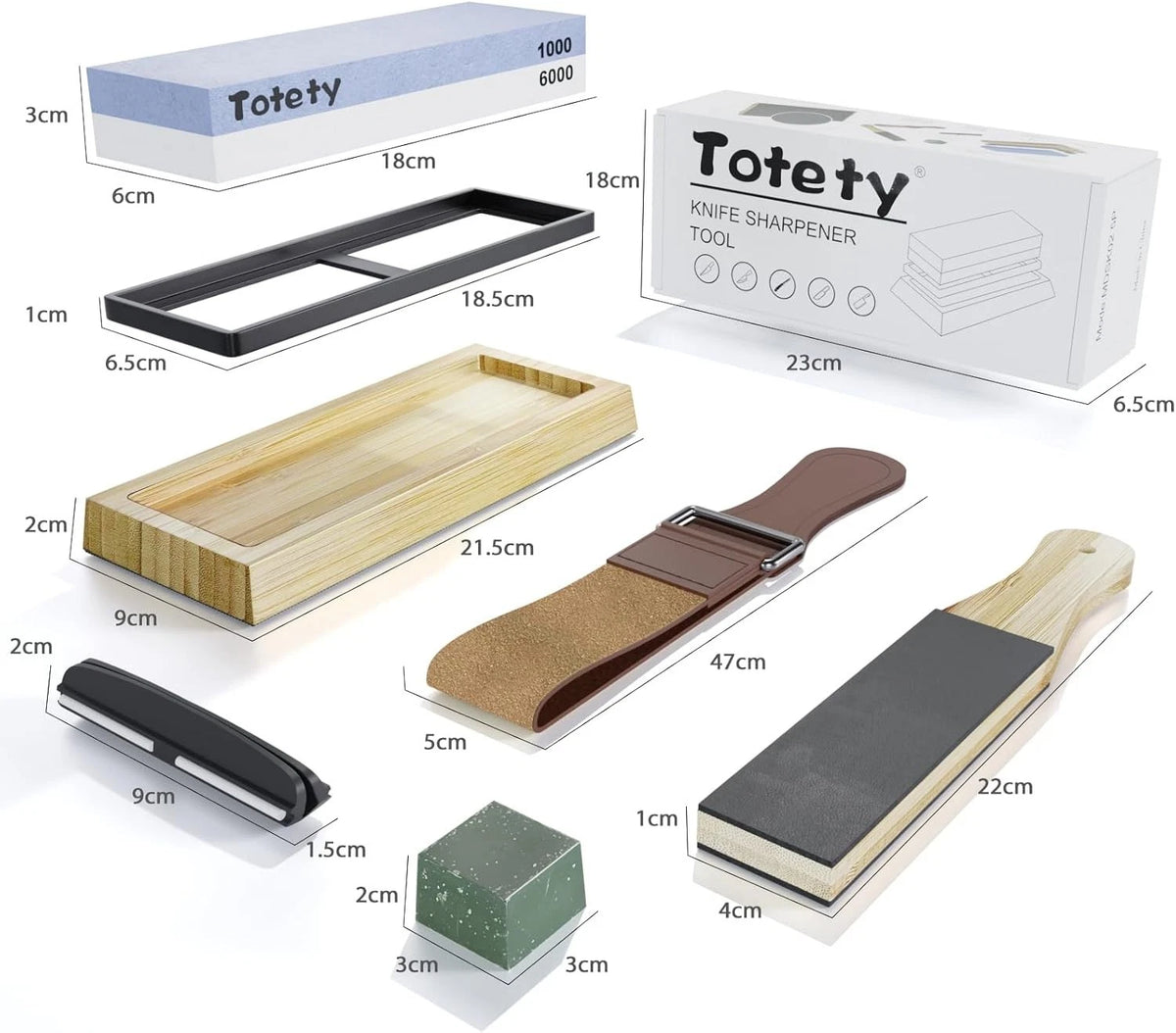 Set of 2 Knife Sharpening Stones 1000/6000 with Non-Slip Holder