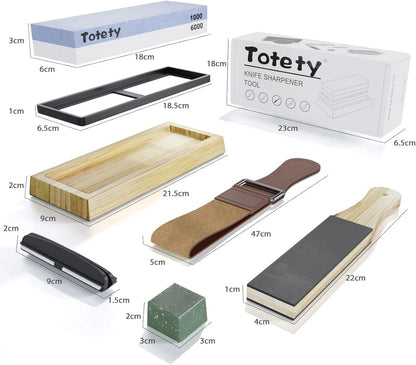 Set of 2 Knife Sharpening Stones 1000/6000 with Non-Slip Holder