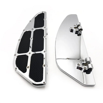 2X Aluminum Front Driver Stretched Floorboard Foot Rest for Harley Touring (1986–2016)