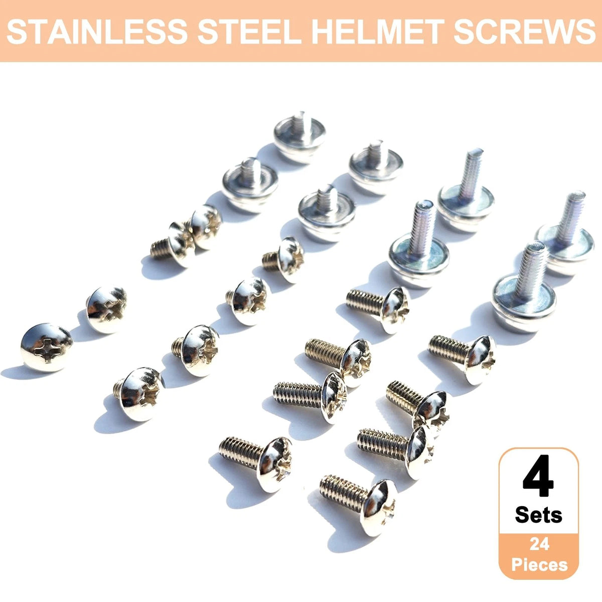 24 Pcs Stainless Steel Visor Screws for Hockey Helmet (One Size)