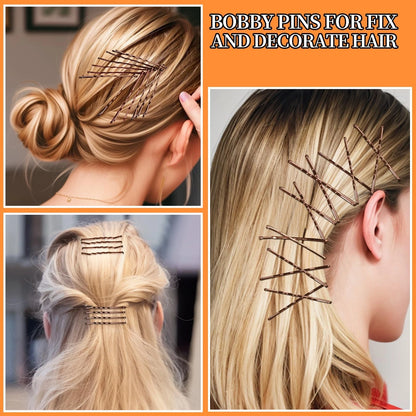 100 Bobby Pins for Women (Pack of 100) - Brown