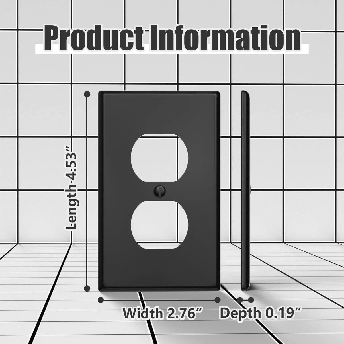 Black Duplex Outlet Covers for Standard Wall Plates (1-Gang)