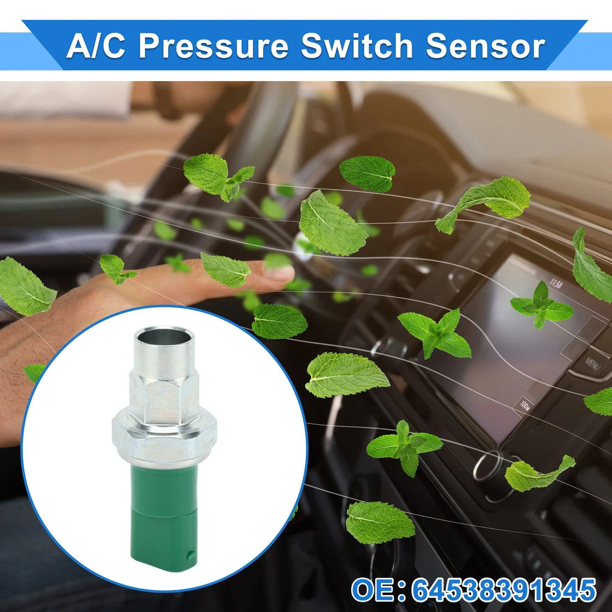 A/C Pressure Switch Sensor for BMW 740iL (1995–1998) No. 64538391345 Metal