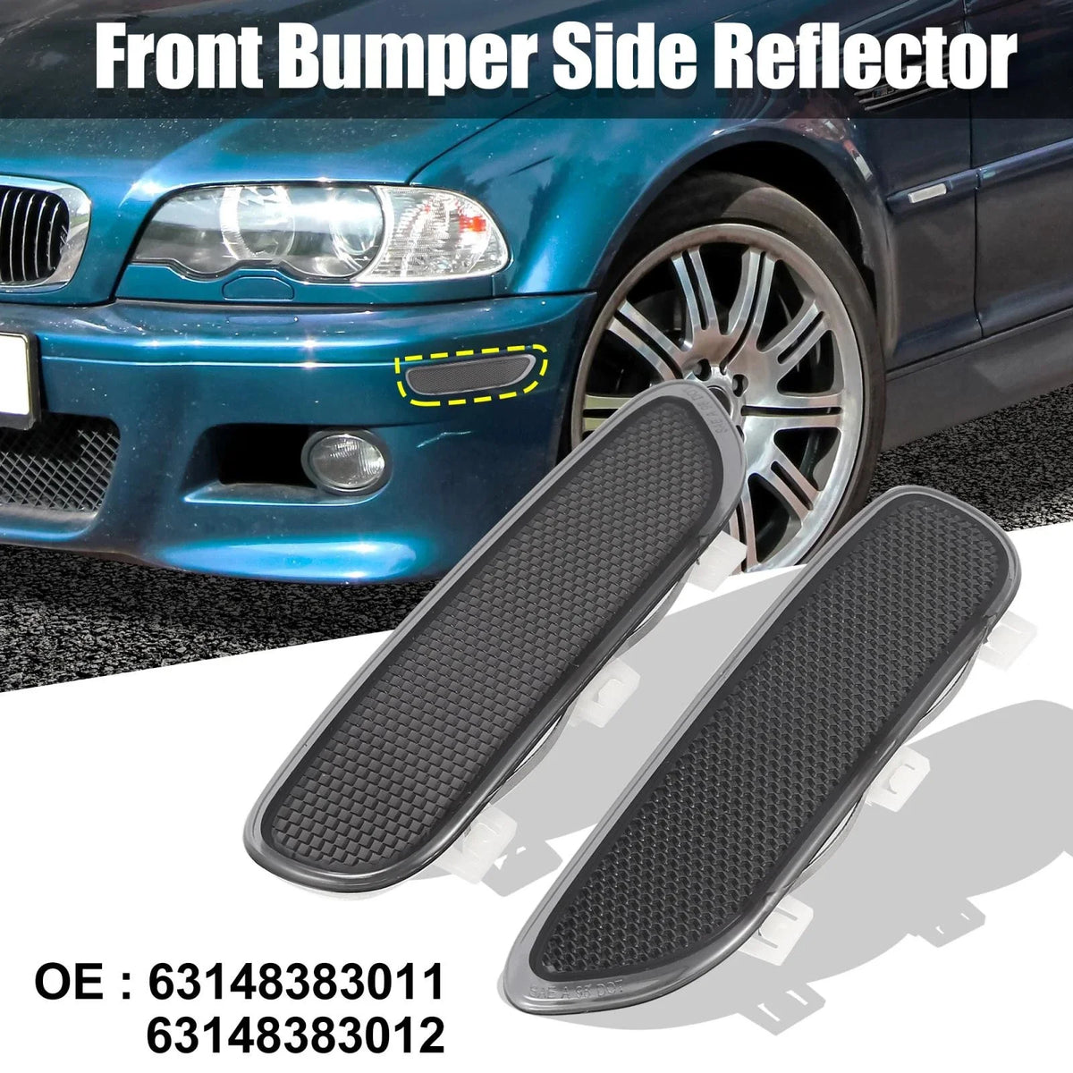Pair of Front Bumper Reflectors for BMW E46 325Ci (1998–2006) 63148383011 63148383012
