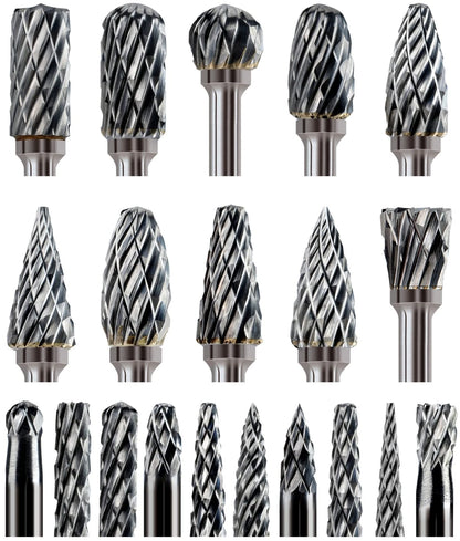 20Pcs Carbide Burr Bits for Metal Grinding, Wood, Stone, Steel