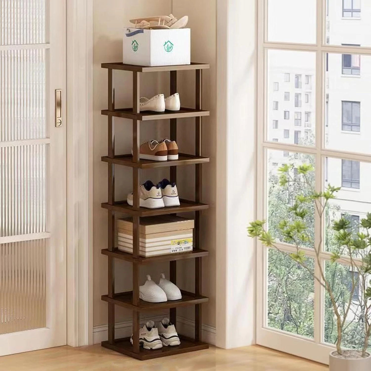 Vertical Shoe Rack for Small Spaces (7 Tier)