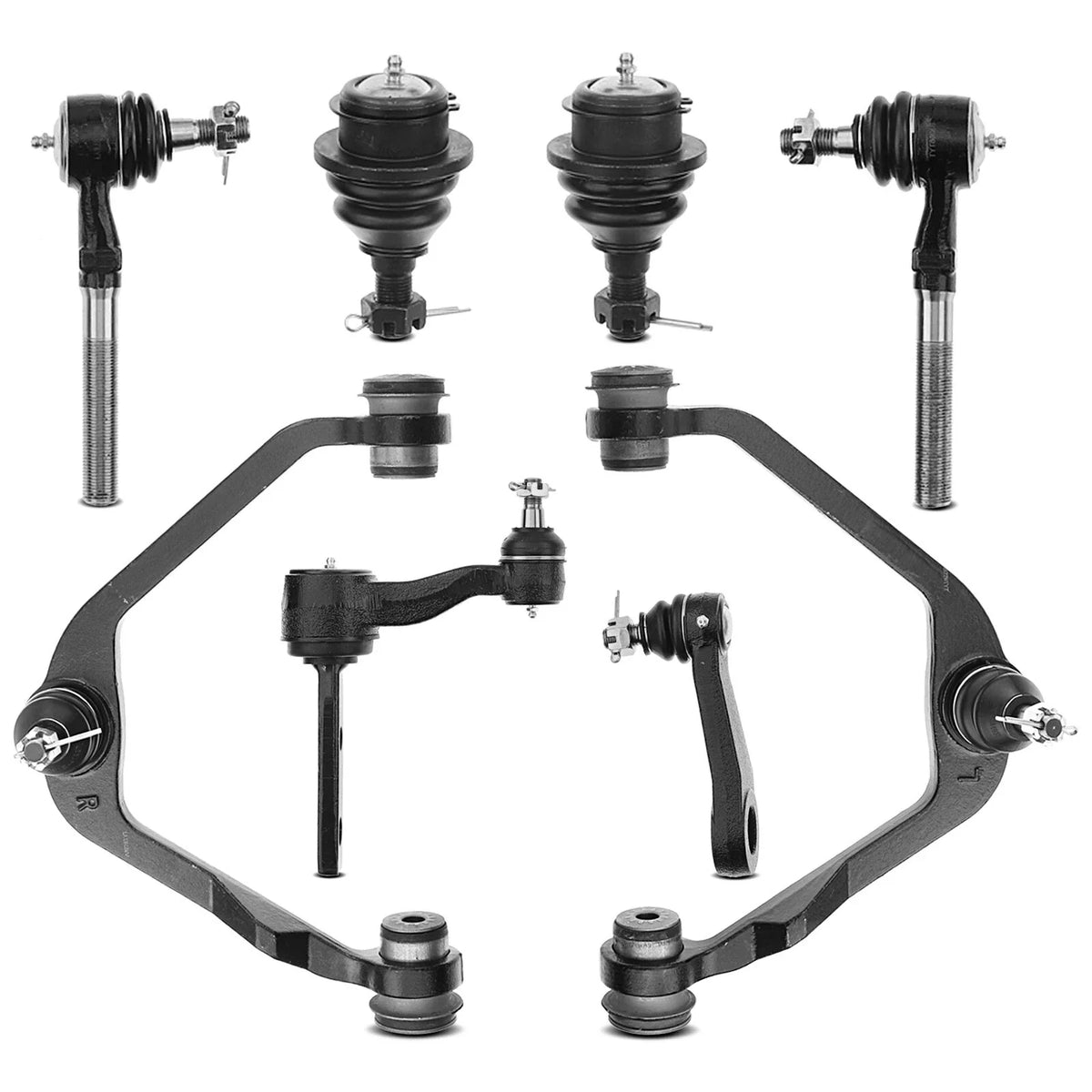 Set of 8 Front Control Arms & Tie Rod Ends for Ford F-150, Expedition (1997–2003)