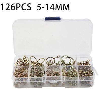 126 Pcs Fuel Line Hose Tubing Spring Clips Clamps Assortment Kit for Motorcycle