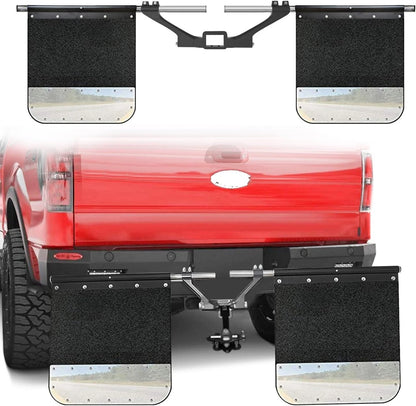 Heavy-Duty Adjustable Mud Flap System for 2" & 2.5" & 3.0" Receiver Hitch (902027+902084)