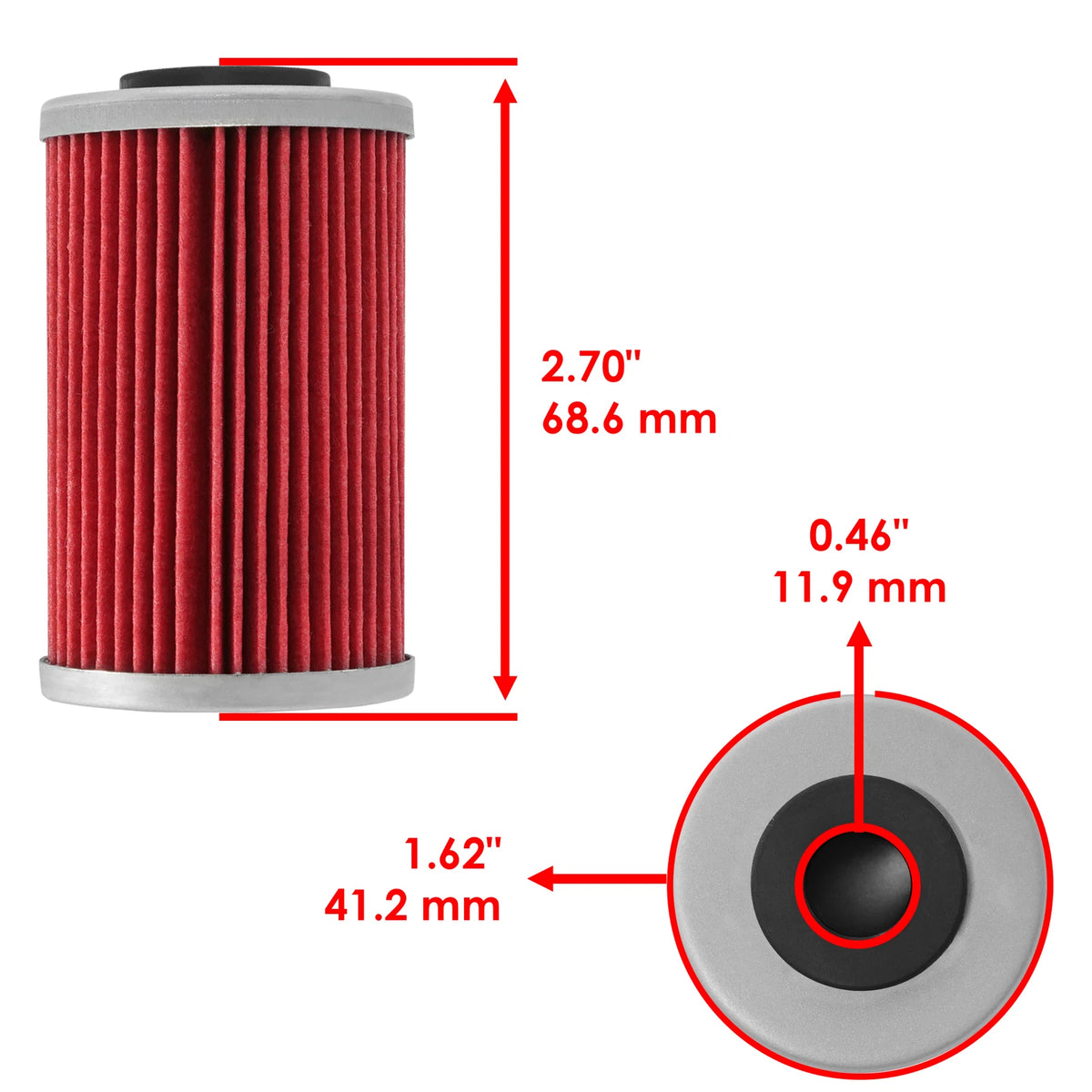 Oil Filter for Polaris Outlaw 525 450 S (2007–2010) SC3775FL105DM, 2520754
