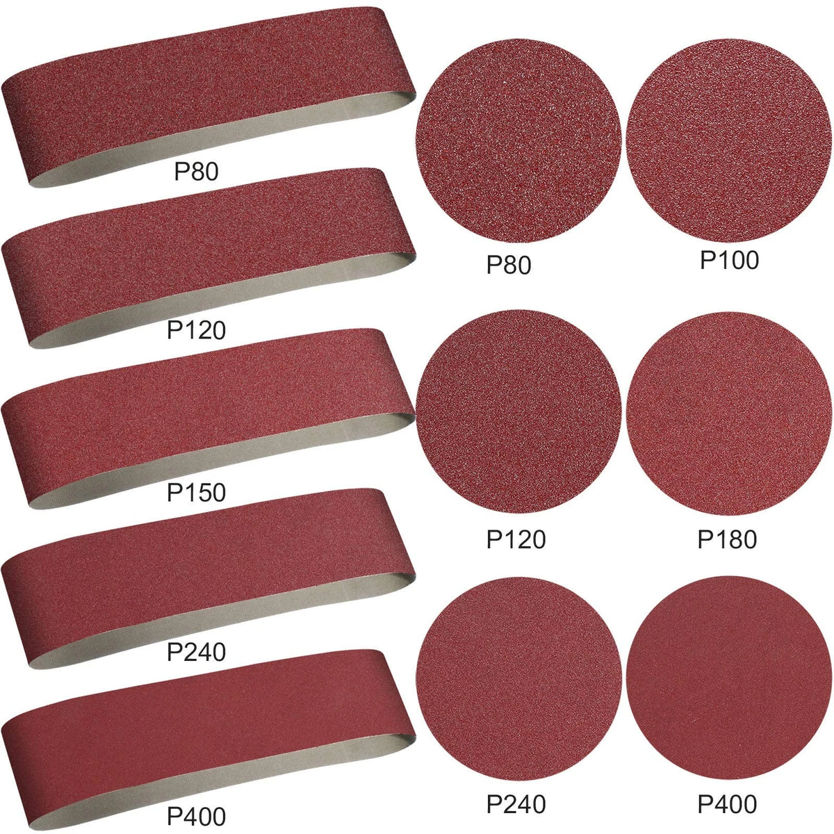 22 Pc Sanding Belts and Discs Assortment for Woodworking & Metal Finishing
