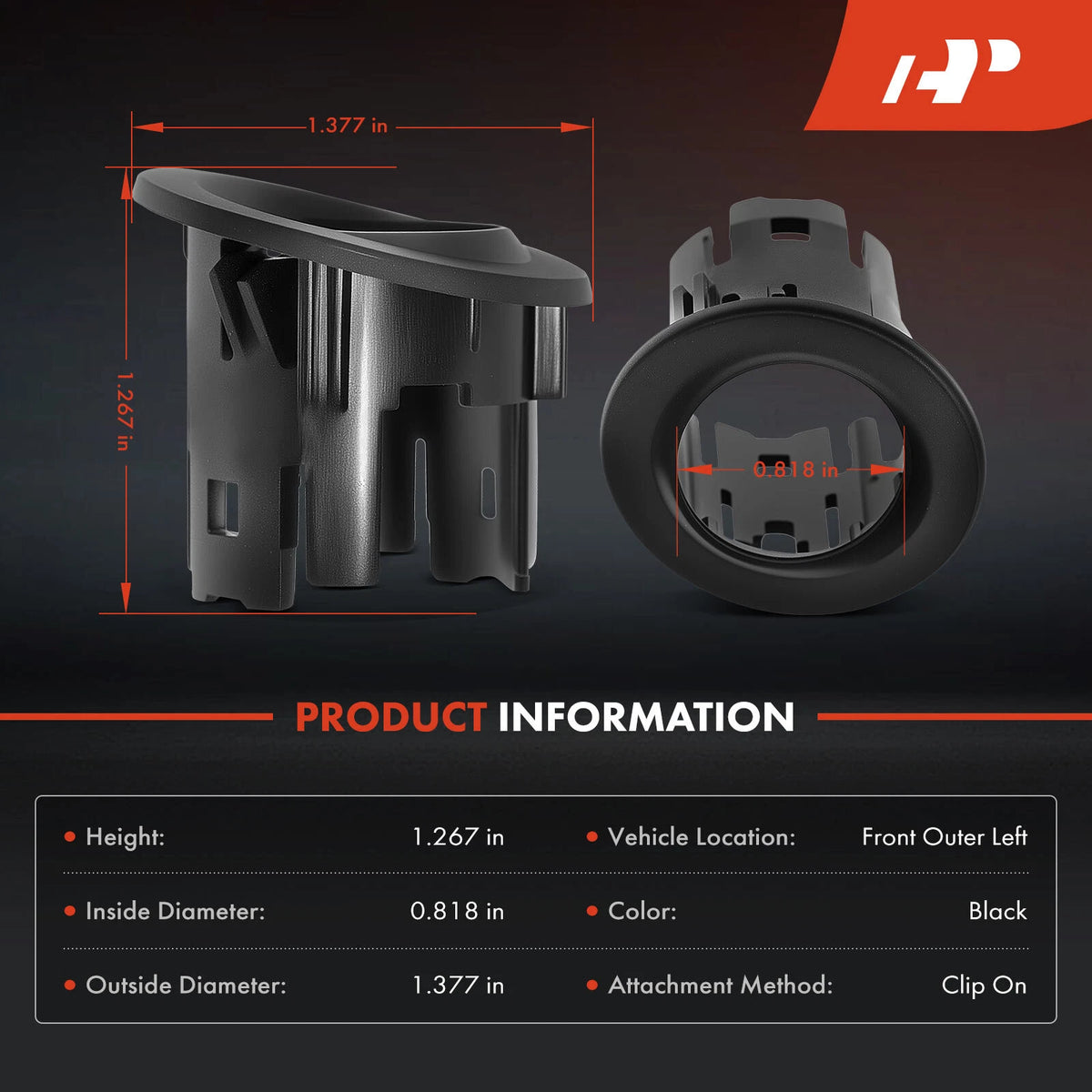 Front Outer Left Side Parking Aid Sensor Housing for Ford F-150 (2021–2023) ML3Z15A862ADP