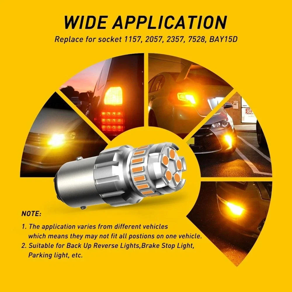 2X 1157 SMD LED Amber Turn Signal Parking DRL Light Bulbs for AUXITO