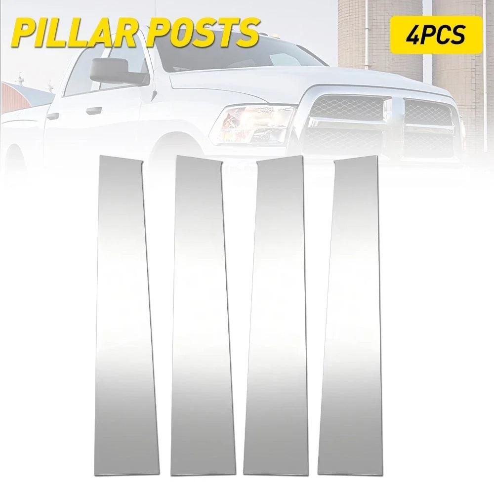 Set of 4 Chrome Door Trim Cover B Pillar Posts Decal for Dodge Ram 4500 (2010–2018)