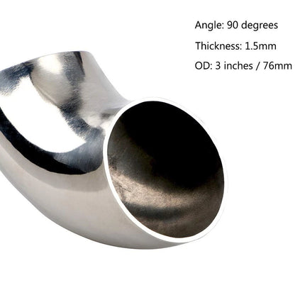 3 Inch Stainless Steel Exhaust Elbow 90° Mandrel Bend (3" OD)