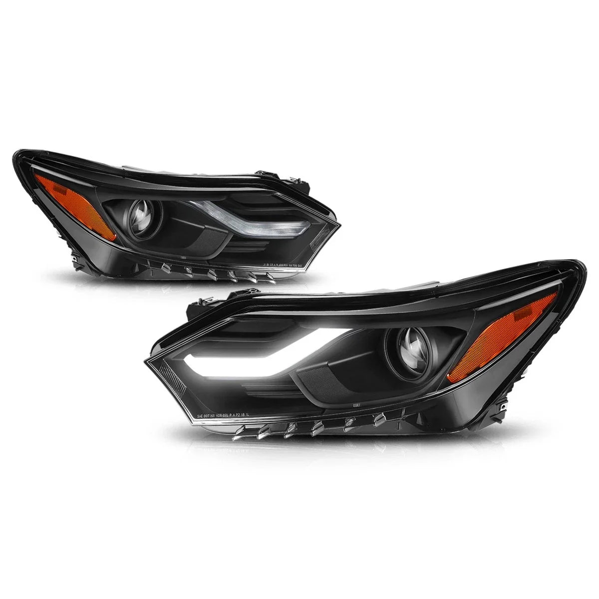 LED DRL Projector Headlights for Chevy Equinox (2018–2021) Black Housing Amber Corner