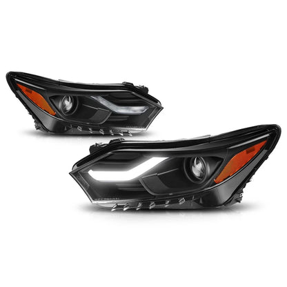 LED DRL Projector Headlights for Chevy Equinox (2018–2021) Black Housing Amber Corner