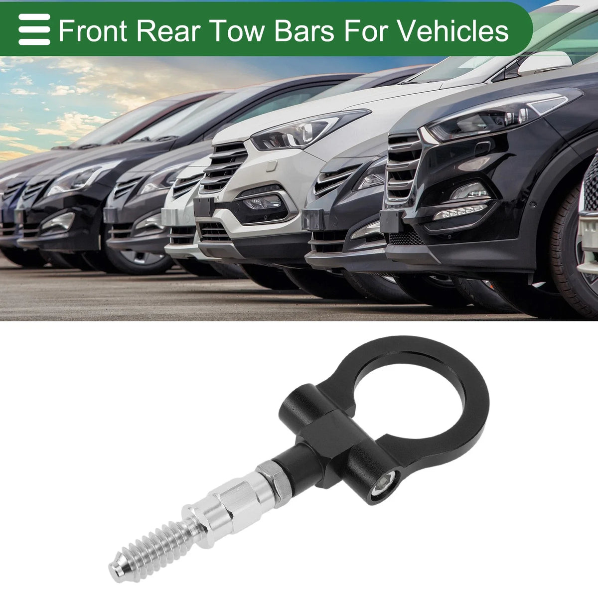 Front Rear Tow Hook Set for Ford Focus (1998–2025) 15.6mm Aluminum Alloy Black