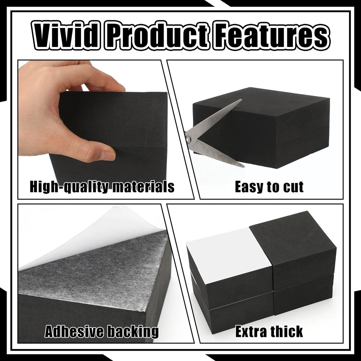 Set of 4 Foam Padding Sheets 2" Thick for Custom Applications