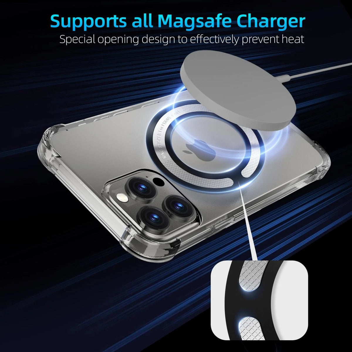 Set of 4 Metal Magnet Ring Adapter for Wireless Charger Card Ho