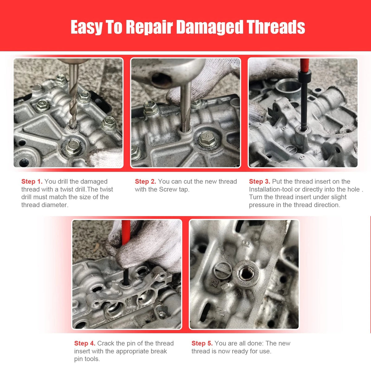 1/4-20 Inch Thread Repair Kit for Automotive Applications