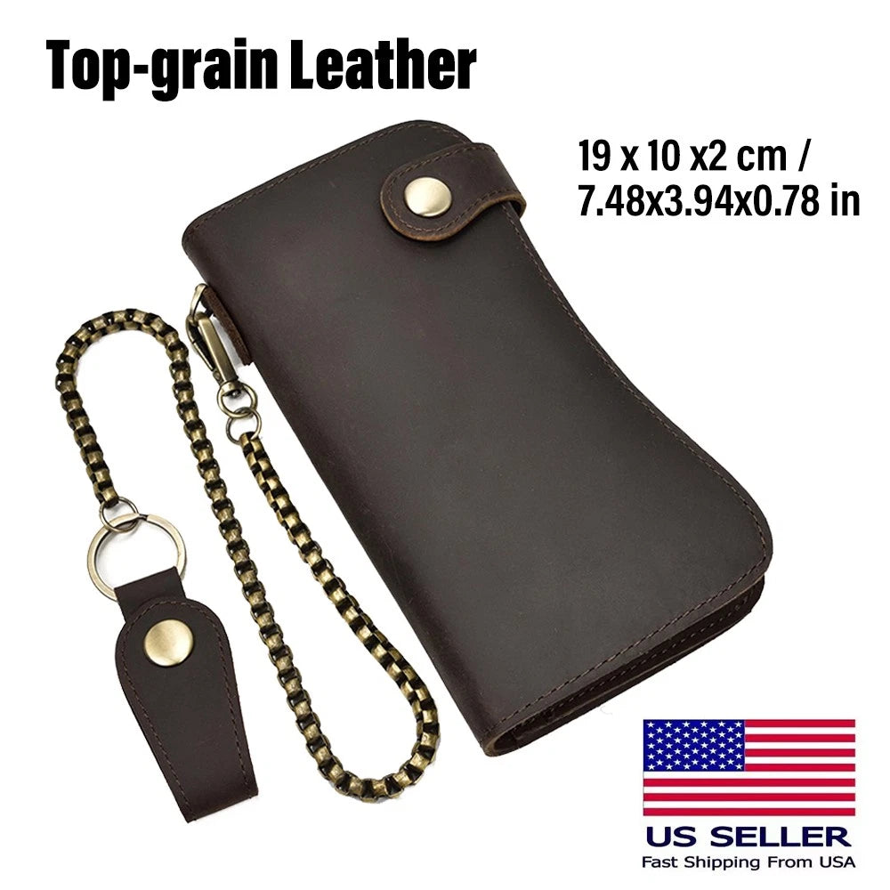 Leather Credit ID Card Holder for Biker Trucker Wallet (USA)