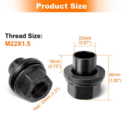 Set of 12 Wheel Nuts M22x1.5 x 19mm for (M22-1.5x19mm)