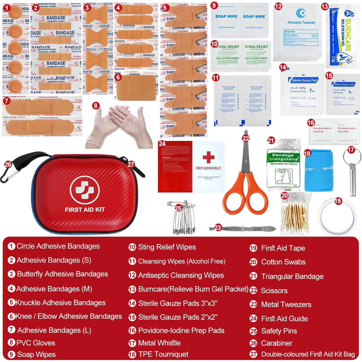 185-Piece Waterproof First Aid Kit for Emergency Preparedness